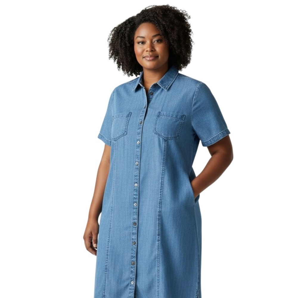 Chico's Light Blue Denim Shirt Dress